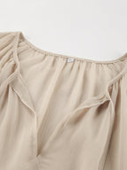 Sheer Chiffon Maxi Dress for Women - Khaki Boho Ruffle Flare Sleeve V Neck Flowy Cover Up - Spring Summer Casual 2026