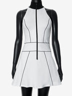 Sleeveless Zip-up Mini Dress With High Neck For Women 2026