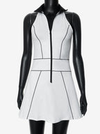Sleeveless Zip-up Mini Dress With High Neck For Women 2026