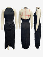 Halter Neck Maxi Party Dress With High Slit For Women 2026
