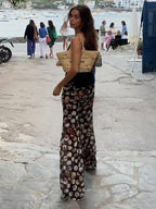 Printed Sheer Flared Pants For Women 2026