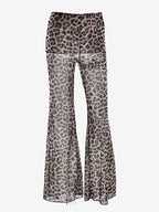 Printed Sheer Flared Pants For Women 2026