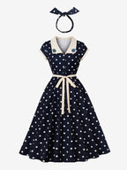 Polka Dot Midi Vintage Dress Belted Hepburn Style Summer Co-ord Set For Women 2026