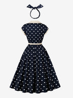 Polka Dot Midi Vintage Dress Belted Hepburn Style Summer Co-ord Set For Women 2026