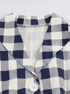 Gingham Vintage Dress Short Sleeve Hepburn Style A-line Midi Dress For Women 2026