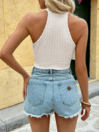 Halter Neck Sleeveless Knitted Top With Tassels For Women 2026