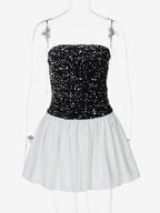 Sequin Strapless Mini Dress With Puff Skirt 2026