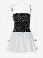 Sequin Strapless Mini Dress With Puff Skirt 2026