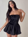 Sequin Strapless Mini Dress With Puff Skirt 2026
