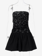 Sequin Strapless Mini Dress With Puff Skirt 2026