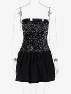 Sequin Strapless Mini Dress With Puff Skirt 2026