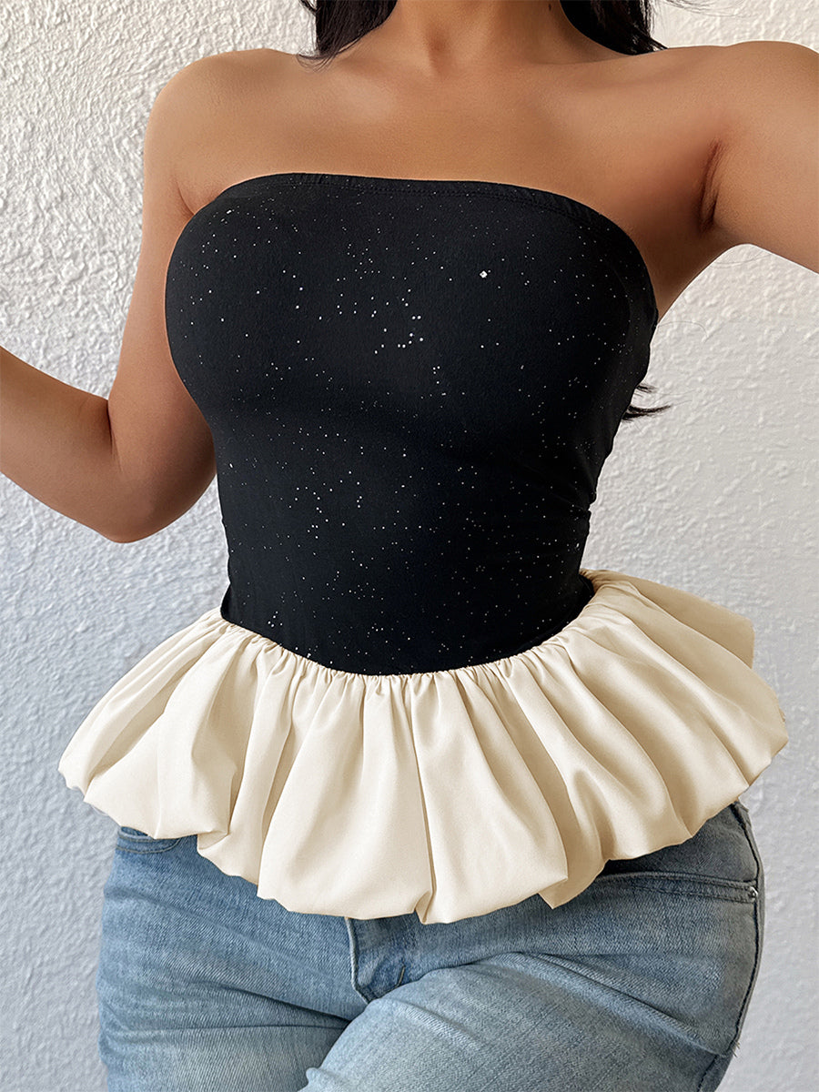 Contrast Color Sparkling Tube Top For Women 2026