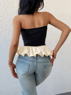 Contrast Color Sparkling Tube Top For Women 2026