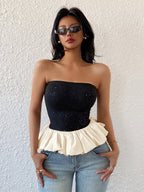 Contrast Color Sparkling Tube Top For Women 2026