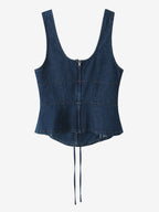 Lace-Up Front Denim Corset Top For Women 2026