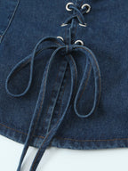 Lace-Up Front Denim Corset Top For Women 2026
