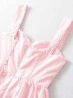 Soft Pink Lace-Trimmed Mini Dress For Summer 2026