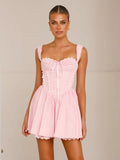 Soft Pink Lace-Trimmed Mini Dress For Summer 2026
