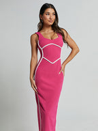 Contrast Color Bodycon Tank Long Dress For Summer 2026