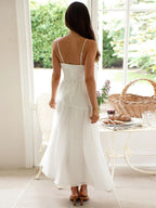 Tiered Maxi Sundress for Women - Ruched Bust Tie Front A Line Long Slip Dress - Summer Beach Wedding Guest 2026