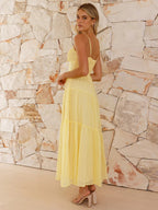 Tiered Maxi Sundress for Women - Ruched Bust Tie Front A Line Long Slip Dress - Summer Beach Wedding Guest 2026