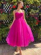 Sweetheart Neckline Tulle A-line Midi Slip Dress For Birthday Party 2026