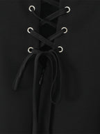 Black Strap Flared Mini Dress With Lace-up Back 2026