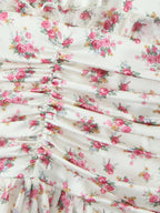 Pink Floral Print V-Neck Long Sleeve Mini Dress For Summer 2026