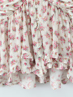 Pink Floral Print V-Neck Long Sleeve Mini Dress For Summer 2026
