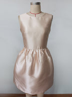 Champagne Sleeveless Satin Mini Party Dress With Bow Back 2026