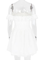White Off-Shoulder Mini Dress With Ruffle Trim 2026