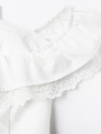 White Off-Shoulder Mini Dress With Ruffle Trim 2026
