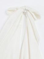 White Halter Neck Maxi Dress With 3D Flower Skirt 2026
