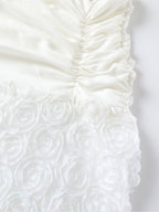 White Halter Neck Maxi Dress With 3D Flower Skirt 2026