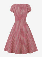 Polka Dot Midi Vintage Dress With Puff Sleeve And Front Tie 2026
