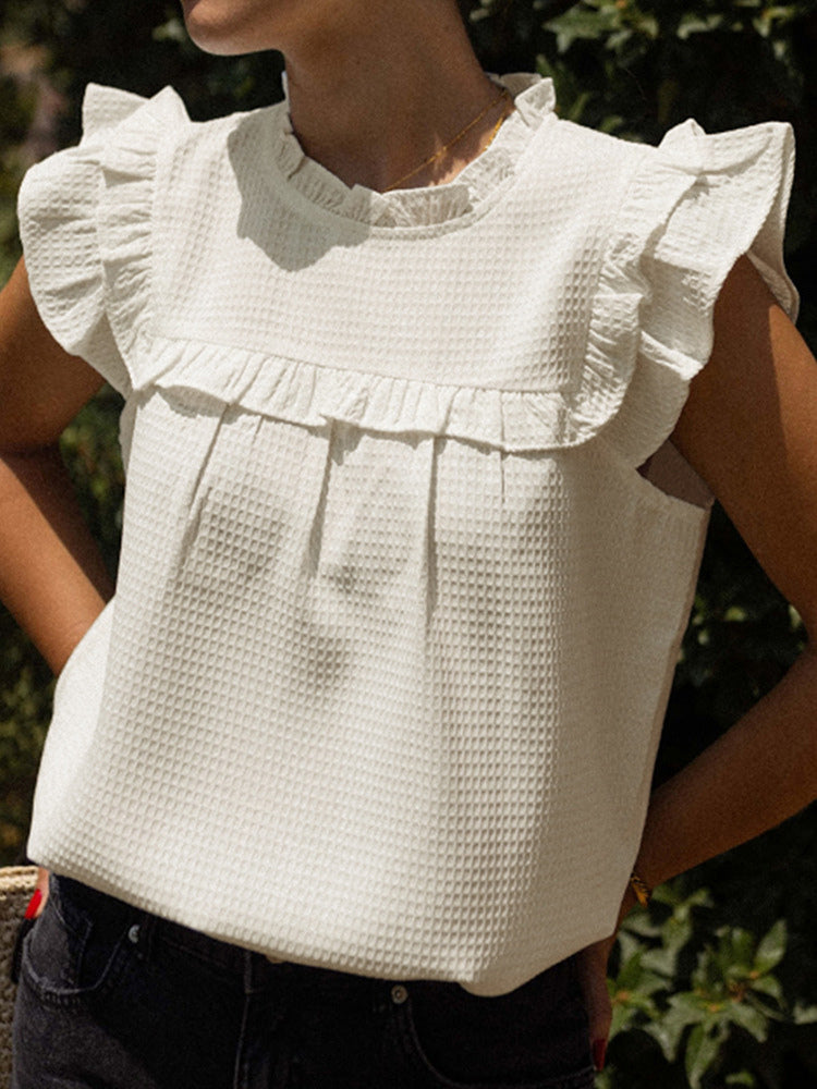Ruffled Flutter Sleeve Blouse For Summer 2026