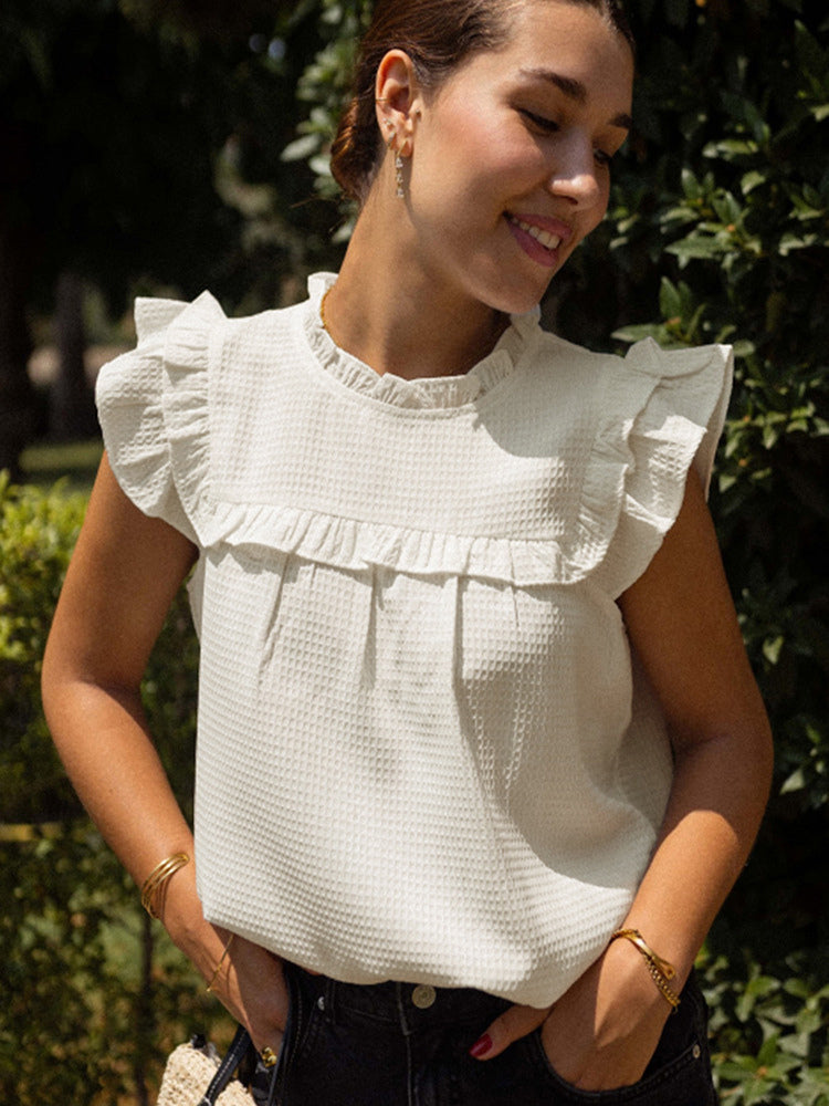 Ruffled Flutter Sleeve Blouse For Summer 2026
