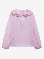 Ruffled Long Sleeve V-neck Blouse For Spring 2026