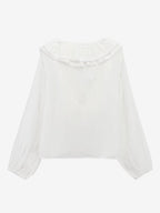 Ruffled Long Sleeve V-neck Blouse For Spring 2026