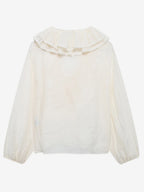 Ruffled Long Sleeve V-neck Blouse For Spring 2026