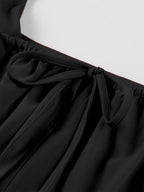 Vintage Square-Neck Midi Dress In Black For Summer 2026