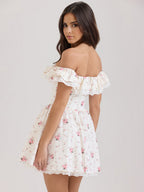 Off Shoulder Floral Mini Dress With Bow Detail For Summer 2026