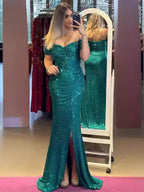 Sequin Maxi Gown With Off-Shoulder And High-slit For Formal Events 2026
