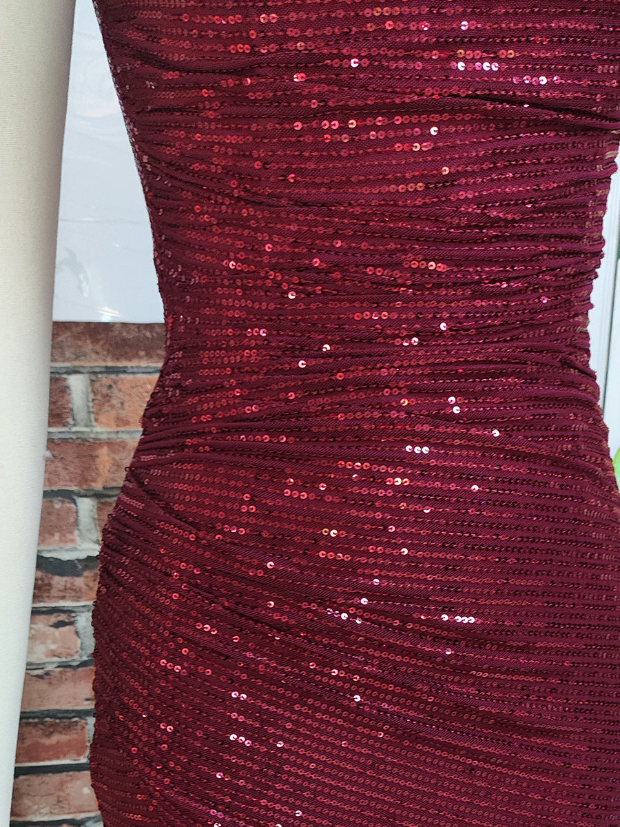 Sequin Maxi Gown With Off-Shoulder And High-slit For Formal Events 2026