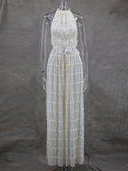 Textured Halter Neck Crop Top And Long Skirt 2 Piece Co-ord Set For Beach 2026