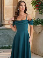 Midi Slip Dress With Off-Shoulder And A-line Silhouette For Summer Party 2026