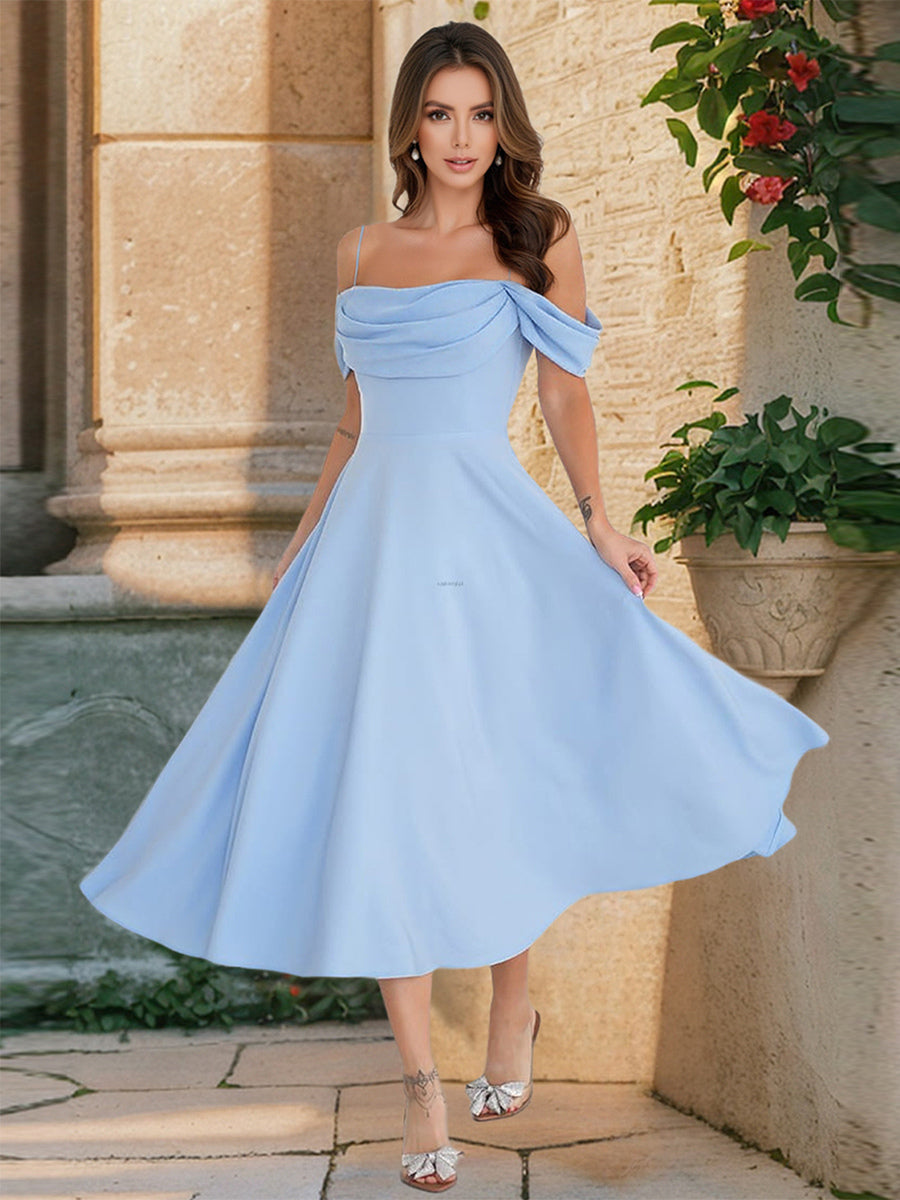 Midi Slip Dress With Off-Shoulder And A-line Silhouette For Summer Party 2026