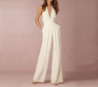 7 Colors Sleeveless Halter Waisted Wide Leg Jumpsuit