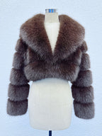 Faux Fur Crop Jacket With Layered Sleeves And Lapel Design For Winter 2026