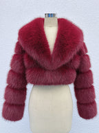 Faux Fur Crop Jacket With Layered Sleeves And Lapel Design For Winter 2026